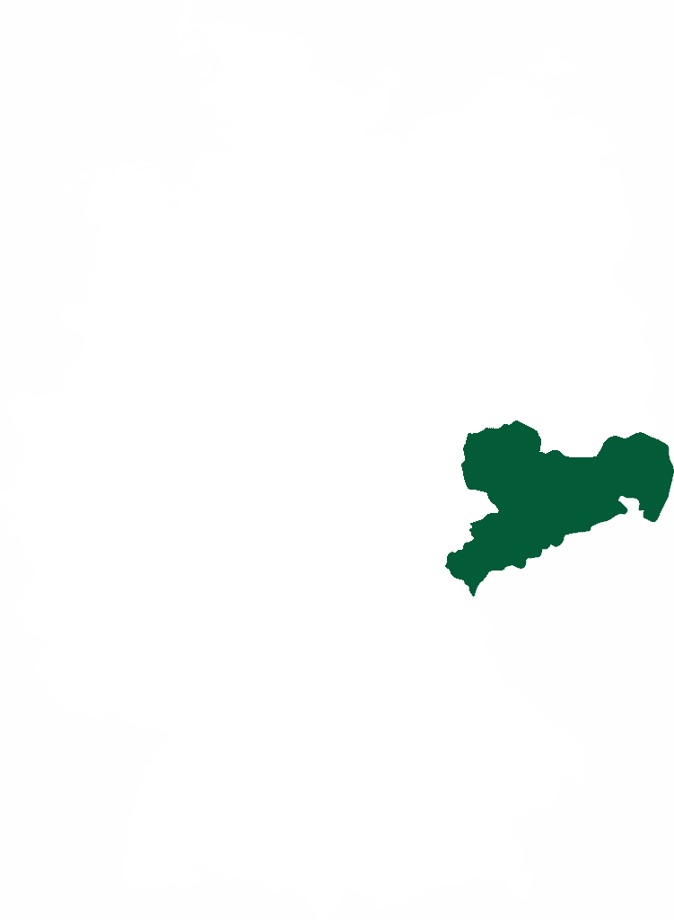 Eine Deutschlandkarte, das Bundesland Sachsen ist grün hervorgehoben