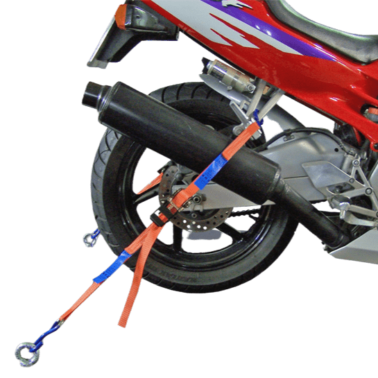 SHZ Spanngurt Motorrad Motorradsicherung komplett / Motorrad Zurrsystem Motorradspanngurt Motorradtransport vorn+hinten 