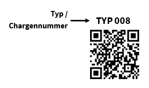 QR-Code für SHZ GmbH mit TYP 008 und Chargennummer.