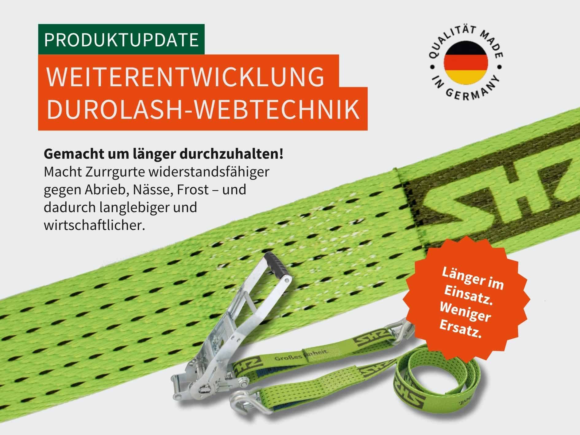 SHZ GmbH Weiterentwicklung Durolash-Webtechnik mit grüner Oberfläche.
