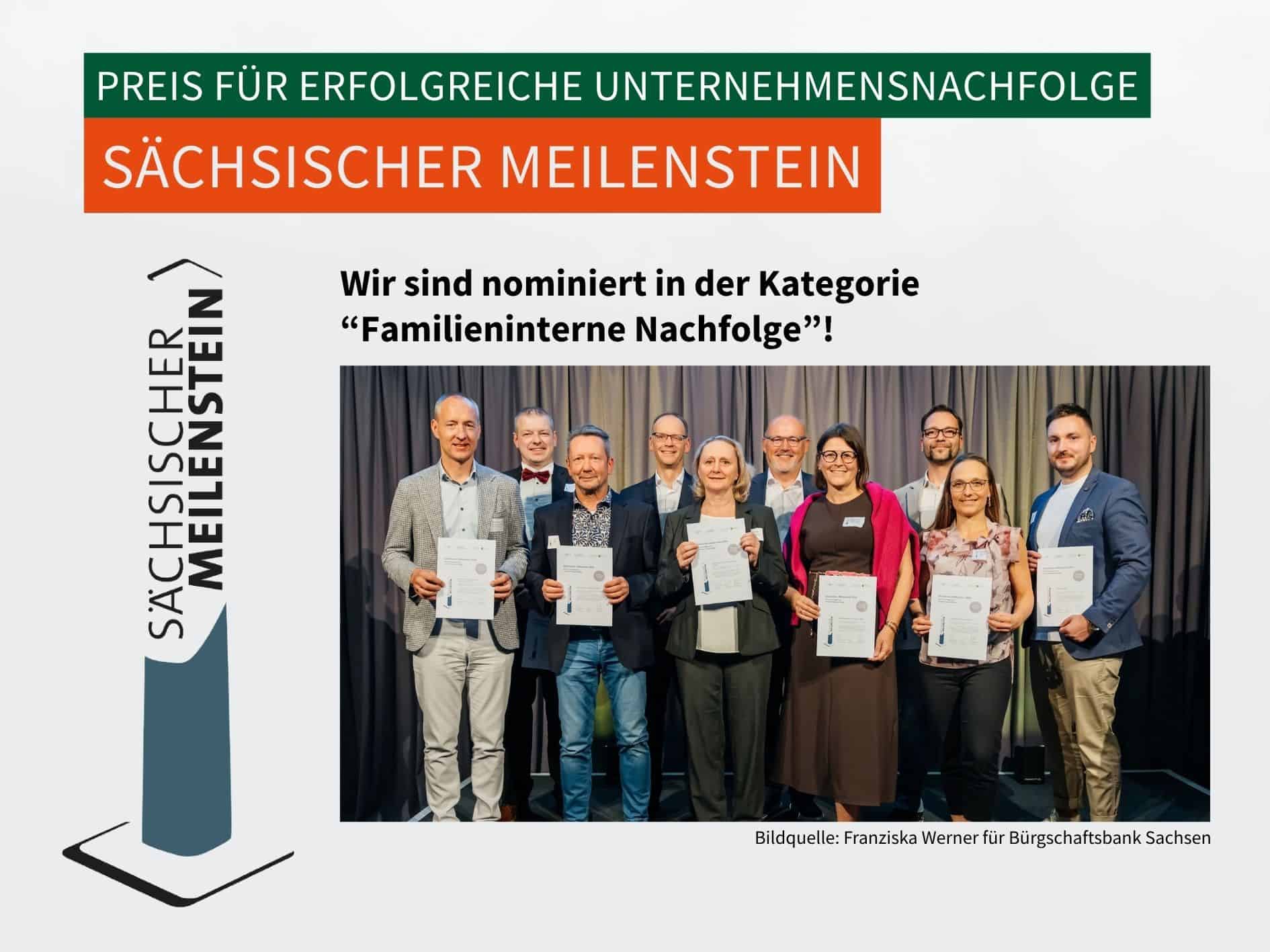 Gruppenfoto mit Nominierten für Familiennachfolge in Sachsen.