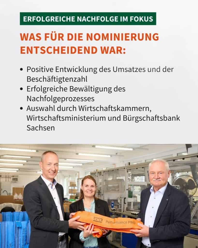 Drei Geschäftsleute bei Nachfolgeübergabe in Werkstatt.